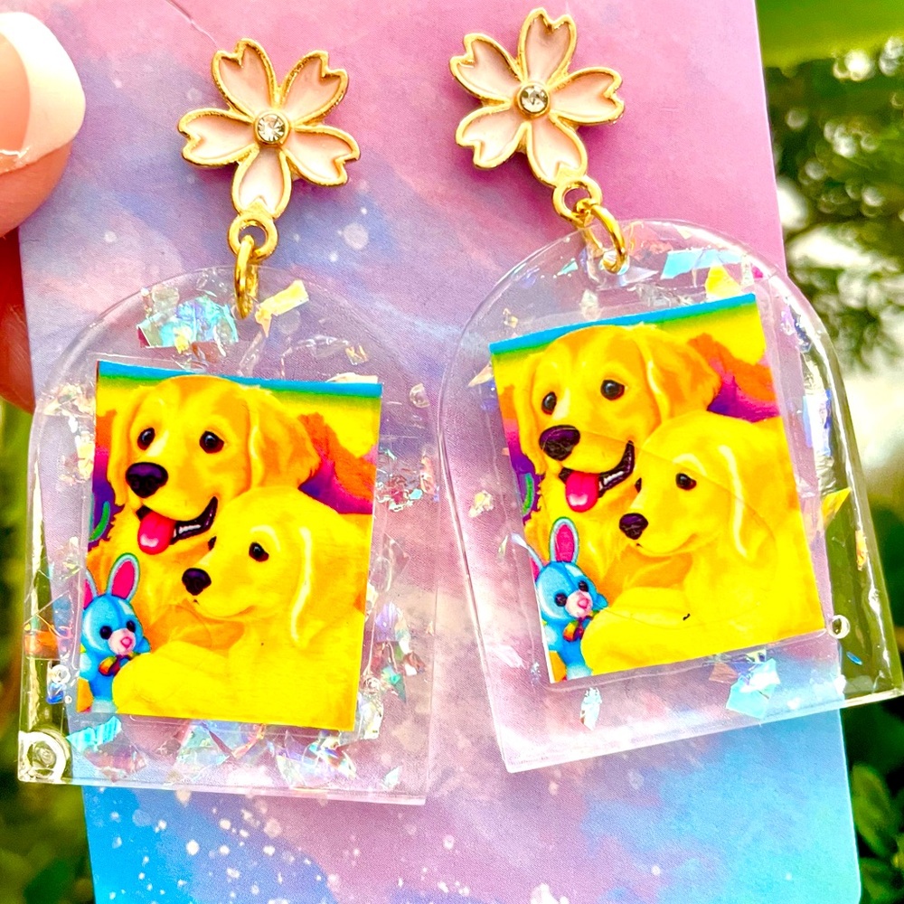 Vintage Dog Acrylic Earrings